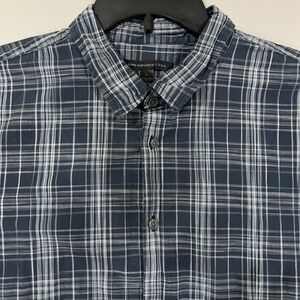 John Varvatos USA Shirt Men L Navy Pinstripe Button Down 100% Cotton Roll Sleeve